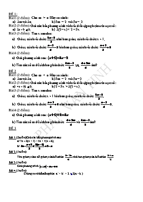 4 Đề kiểm tra 1 tiết Chương IV môn Đại số Lớp 8